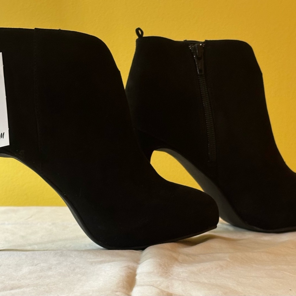 H&M Black Suede-Look Women's Ankle Heeled Boots